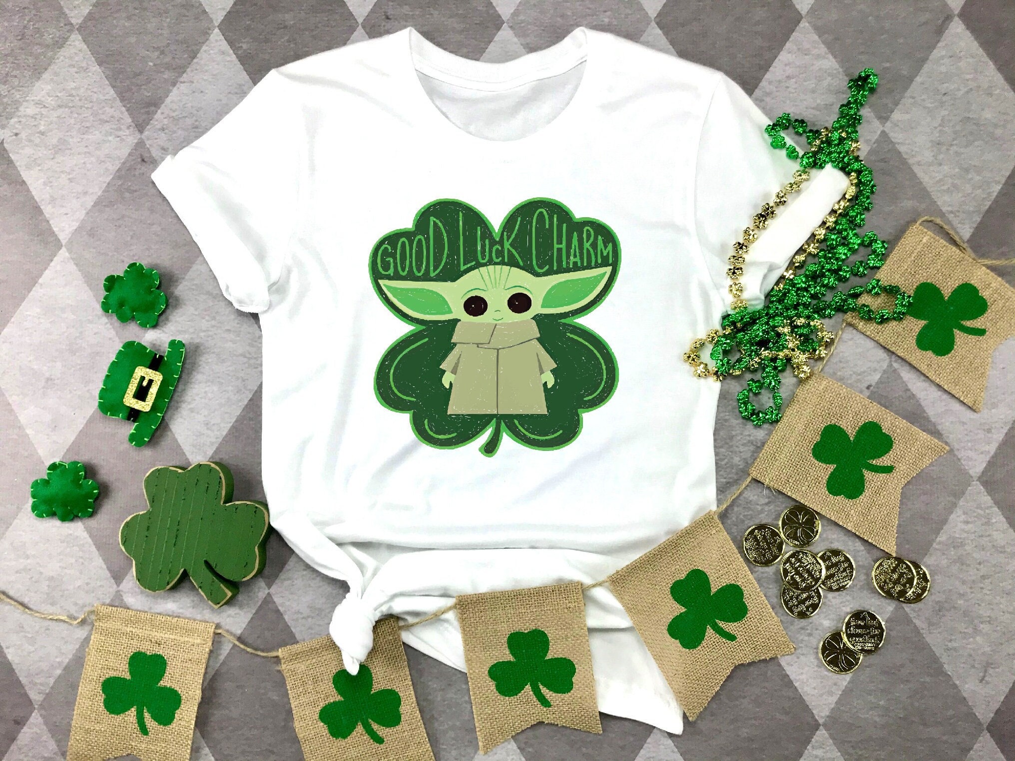 Discover Good Luck Charm St. Patrick's Day Baby Yoda Shirt, Lucky Shirt