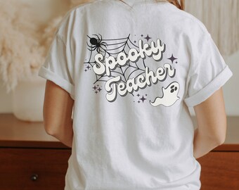 Camiseta de Halloween para maestros, Regalos para maestros, Camisa Spooky Vibes, Camisa para maestros espeluznantes, Camiseta para maestros de Halloween, Linda camisa fantasma, Camisa de regalo para maestros