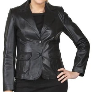 Handmade leather blazer, Women&#39;s leather blazer, leather blazer women, black leather blazer, fitted leather blazer women, women&#39;s blazer,
