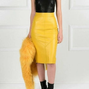 Handmade Leather Skirt Midi Leather Skirt Women s Leather Skirt Yellow Leather Skirt Leather Long Skirt Leather Pencil Skirt Midi Skirt Etsy