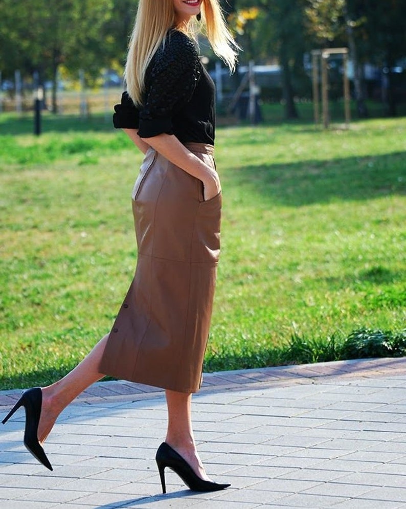 Handmade Leather Skirt, Vintage Leather Skirt, Women's Leather Skirt