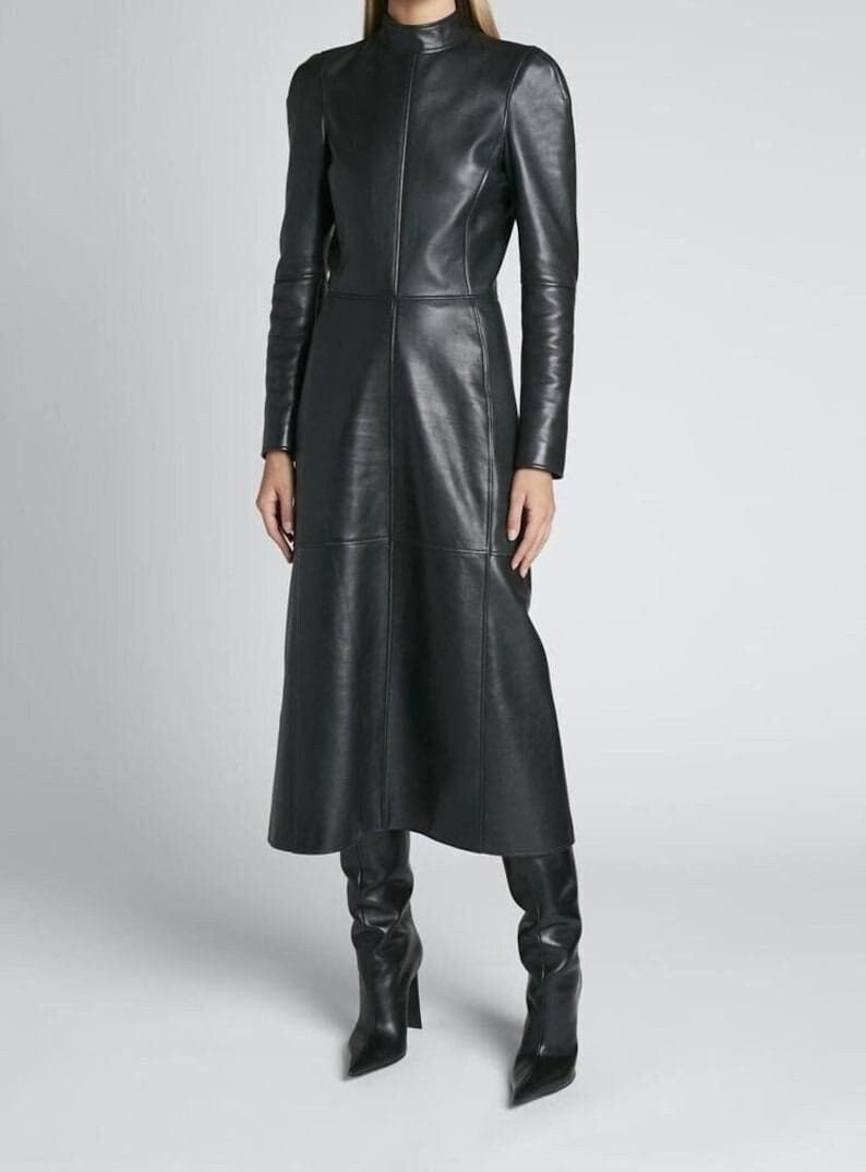 Leather Turtleneck Dress - Etsy Leather Turtleneck Dress - Etsy