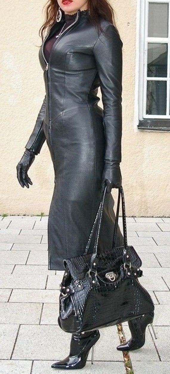 Handmade Leather Midi Dress, Front Zip, High Neck Dress, Women's Dress, -  Etsy