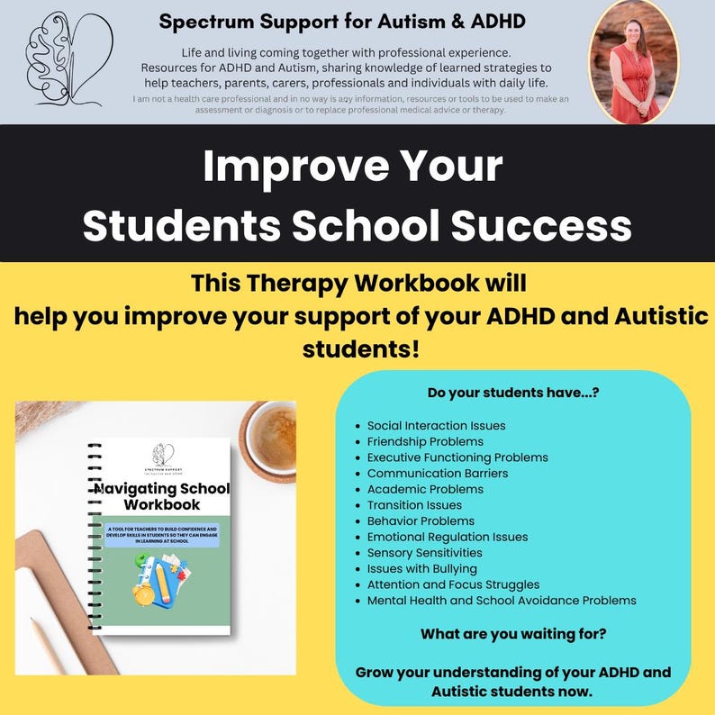ADHD & Autism Teacher Resource: Classroom Support Workbook (digital ...