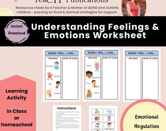 Social-Emotional Learning Tool: Feelings & Emotions Worksheet (Digital Download)
