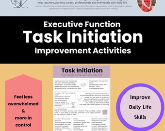 Executive Function Task Initiation Cheat Sheet: Therapy Decor (Digital Download)