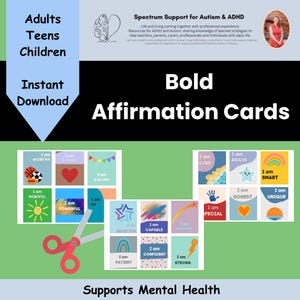 Tägliche Positive Affirmationskarten Mutige bunte Angstbewältigungskarten Selbstliebe CBT Positives Denken Life Coach Schulpsychologe