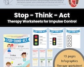 Stop Think Act ADHD Autism Therapy Worksheets: Impulse Control, Behavior Help (PDF Download)