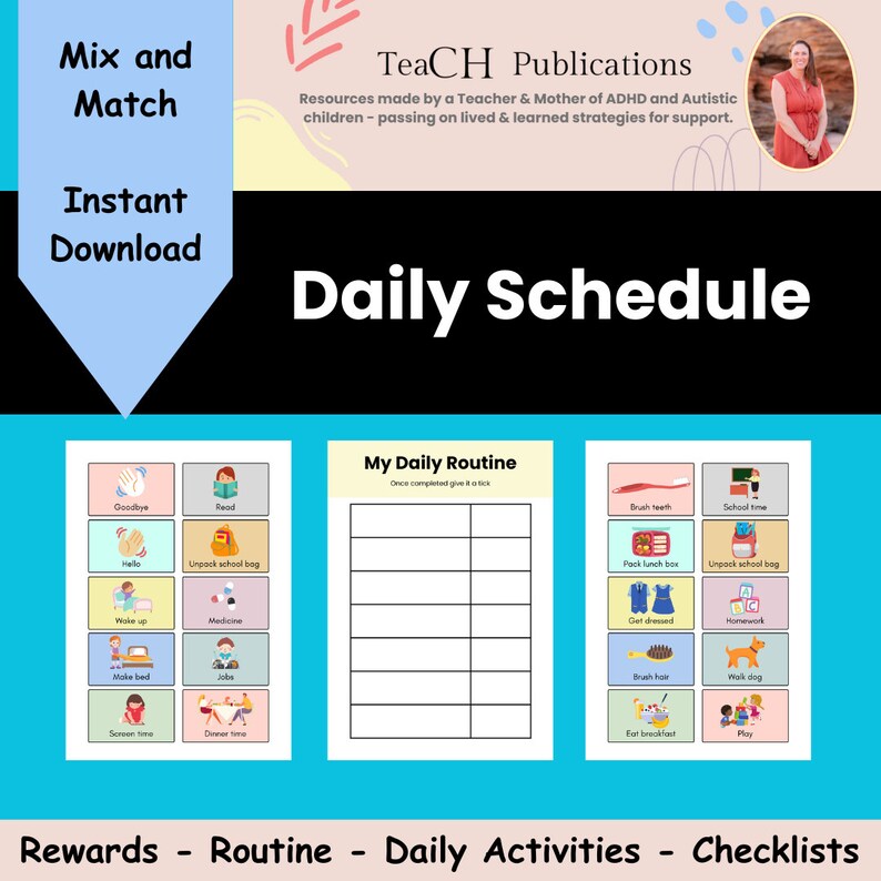 Autism & ADHD Visual Routine Charts: Daily Planning Tools (digital ...