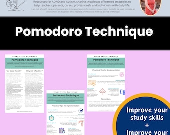 Pomodoro Technique Study Guide: ADHD, Autism Support (Digital Download)