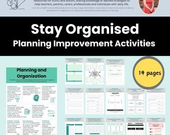 Organisation Executive Functioning Help Activities: ADHD & Autism Planning Worksheets (Digital Download)