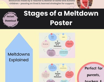 Meltdown Anger Management Autism Spectrum Emotional Support ADHD Awareness Mood Tracker Autism Signs Feelings Wheel Therapy Office Decor