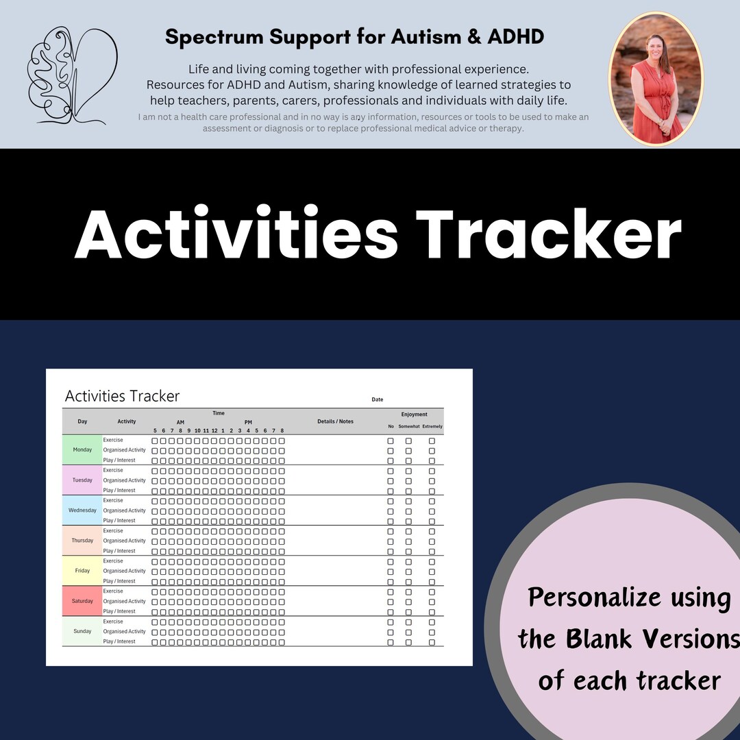 Autism ADHD Activity Chart: Student Activity Tracker (digital Download ...