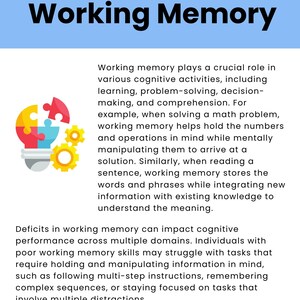 Improve Your Working Memory Strategy Cards - Executive Functioning ...