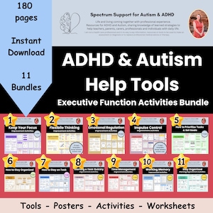 Executive function toolbox ADHD Worksheets executive function workbooks therapist handout Improve Executive functioning Autism Help Adults