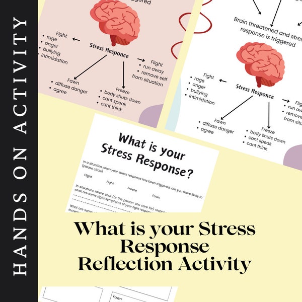 Your Stress Response Self Reflection Activity - Emotional Therapy Support - Anxiety, Stress, Autism, ADHD, Dyslexia, Trauma - Self help