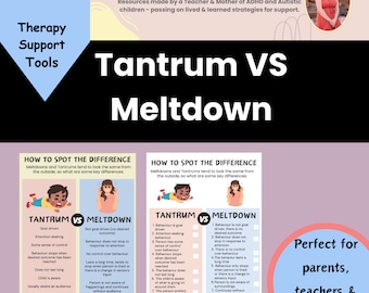 Tantrum vs Meltdown Checklist: Emotional & Behaviour Support (Digital Download)