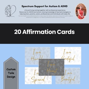 tägliche positive Affirmationskarten Toile Karten Angst Bewältigungskarten Selbstliebe CBT Positives Denken Life Coach Schule Psychologe Pastellblau