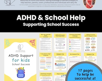 ADHD Support Kids Workbook: School Success, Boost confidence  (Digital Download)