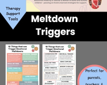 Autismus Meltdown löst Ressourcen aus: Emotionale Unterstützung Poster (Instant Download)