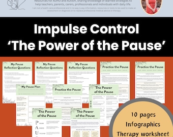 Impulse Control Worksheets: Adult ADHD & Autism Support (Digital Download)