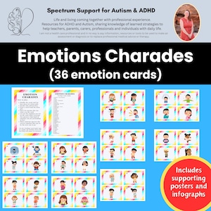 Giochi di sciarade sulle emozioni, regolazione emotiva, lezione sulla salute, relazioni sane, strumento di supporto per l'autismo e l'ADHD, giochi di abilità sociali, ruota dei sentimenti