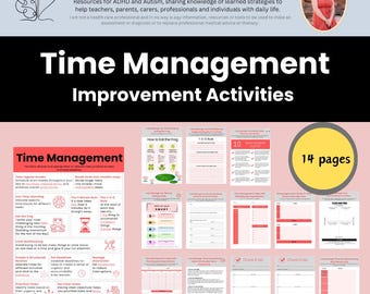 Time Management Worksheets: ADHD & Autism Support (Digital Download)