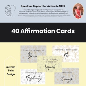 Tägliche positive Affirmationskarten Digitaler Autismus ADHS Unterstützung Angstbewältigung Selbstfürsorge CBT Positives Denken Lebenscoach Homeschool Eltern