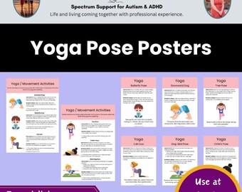 Póster de posturas de yoga para niños: ejercicios relajantes y pausas de movimiento (descarga digital)
