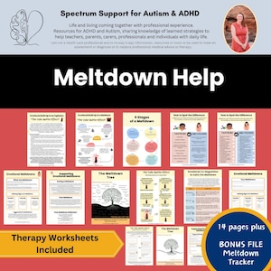Può includere: Un set di 14 fogli di lavoro stampabili e un tracker di meltdown bonus per aiutare i bambini con autismo e ADHD a gestire i meltdown. I fogli di lavoro includono informazioni sulle fasi di un meltdown, la regolazione emotiva e le strategie di coping. I fogli di lavoro sono in un design colorato e adatto ai bambini.