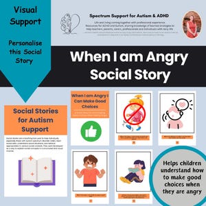 Emotional Support Social Story Angry Feelings Visual Support for Autism ABA Therapy Visual Schedule Special Education ABA printable ABA Tool