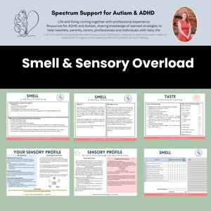Sensory Processing Overload Olfactory Smell Sensitivity Autism Support Profile Sensitivities Therapist Handout Adult Therapy Parent Help