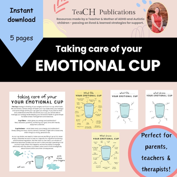 Fill Your Cup - Emotional Care Therapy - Self Care Cup - Self Love - Mental Health Cup -