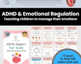 ADHD Emotional Regulation Workbook: Kids Therapy, Inclusive Classroom (PDF Download)