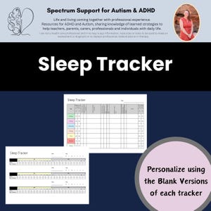 Sleep Tracker Afdrukbaar slaapdagboek ADHD-symptomen Persoonlijke hygiëne Gewoonten Autisme Acceptatie ADHD-gedragsgrafieken Behandeling van ouders