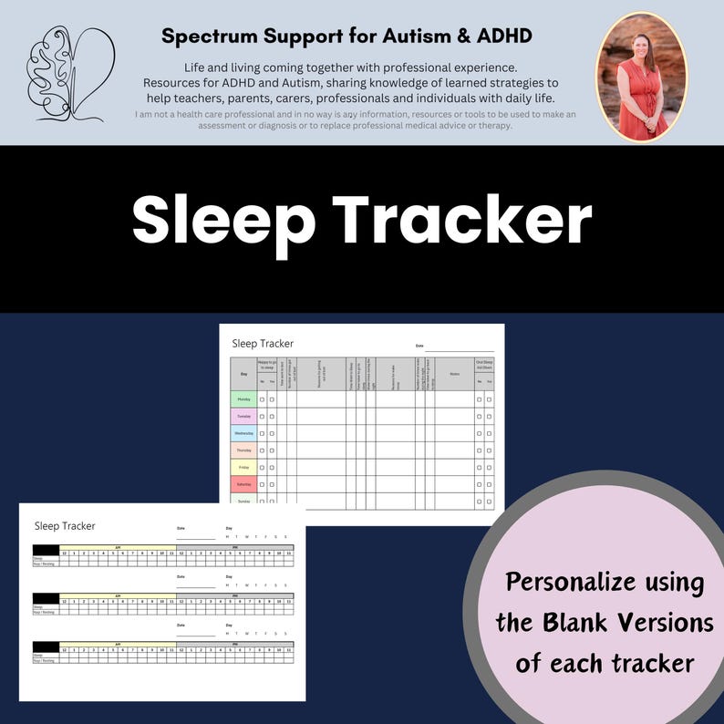 Autism & ADHD Sleep Tracker Printable: Personal Hygiene, Behavior ...