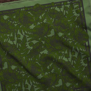 Oriental Poppies in Green — Bandana | Purse Scarf | Altar Cloth | Headband | Maximalist Style | Original Art
