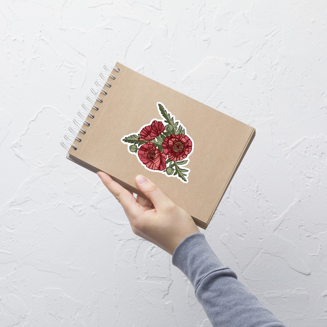 Sticker Pombe Poppy Bouquet Sticker-pink | Original Art | Waterproof Vinyl Stickers ...