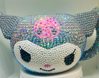 Bedazzled AB Rhinestone  Kuromi Ceramic Bling Mug With Handle