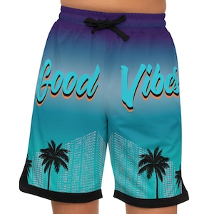Good Vibes Beach Design Basketball Shorts: Stay Cool and Stylish with Vibrant Coastal Vibes for On and Off the Court
