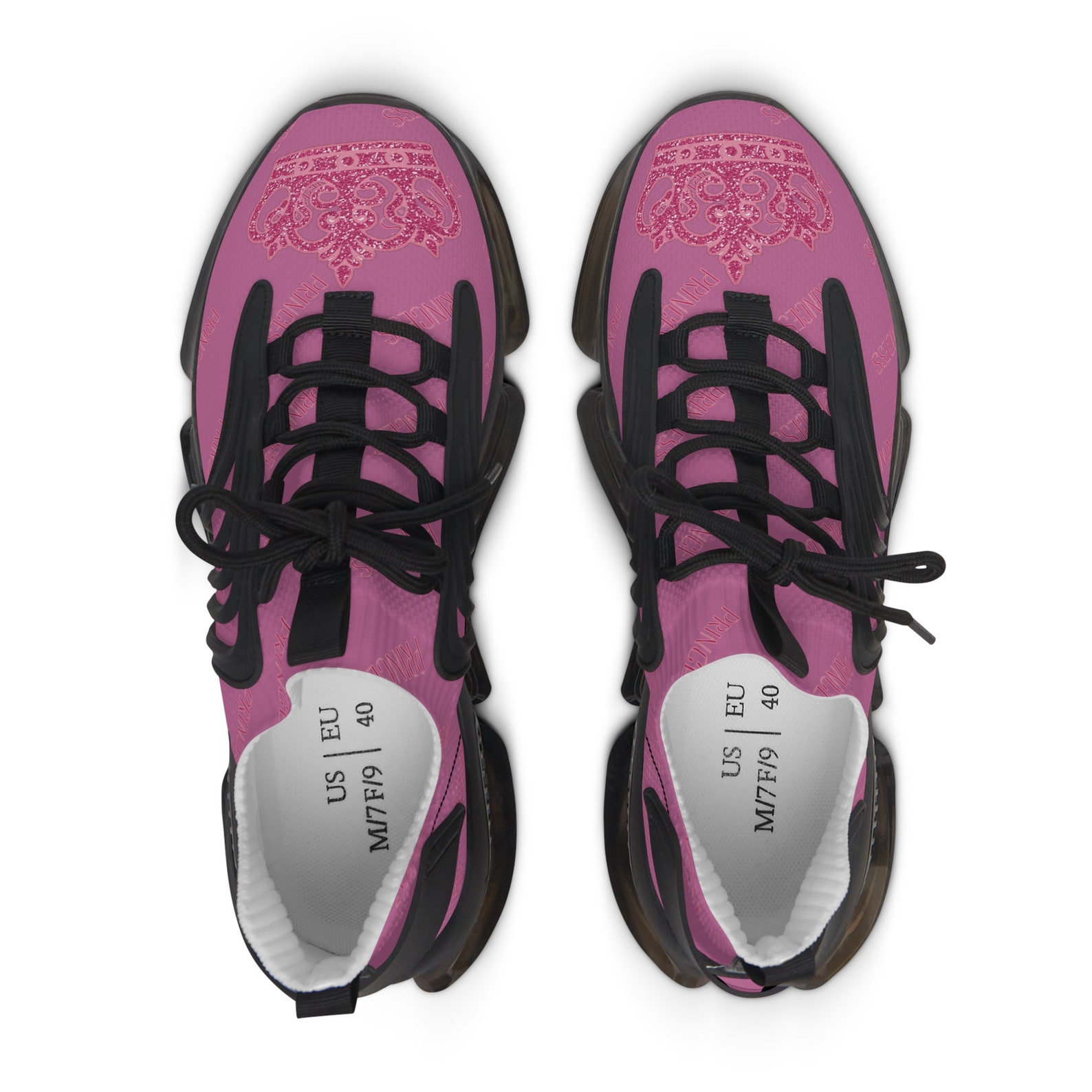 Pinky Blue Plaid Women's Athletic Sneaker (Black Sole)