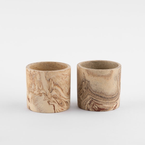 Ensemble de 2 tasses à expresso en céramique | Tasses à expresso faites main en grès de 3,4 oz | Cadeau pour amateur de café