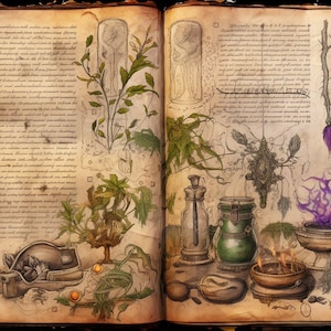 Magical Diary, Fantasy Junk Journal Kit, Witch Grimoire, Wiccan Spell Book, 30 Unique Pages, Witchcraft, Manifestation, Printable Download