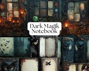 Dark Academia Junk Journal Pages, Black Magician Dark Academic Vintage Scrapbook, Book of Shadows, Dark Magic Spell-boek, digitale download