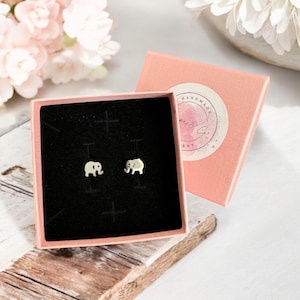 Silver Steel Elephant Stud Earrings | Boxed Set | Handcrafted Jewelry | Elephant Lover Gift |