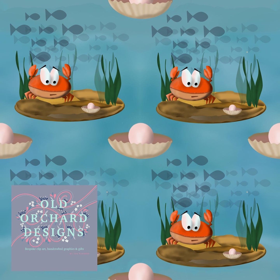 Crab and Pearl Repeating Pattern - Etsy