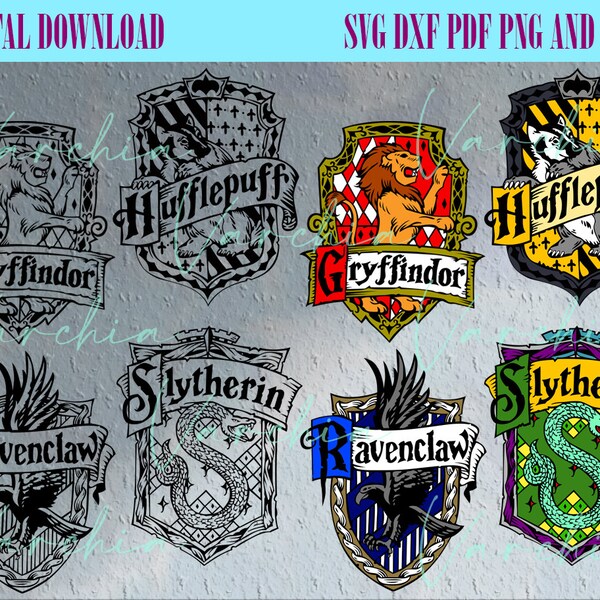 Wizardy House Bundle, cricut, decal, distressed,  svg, png, pdf, dxf