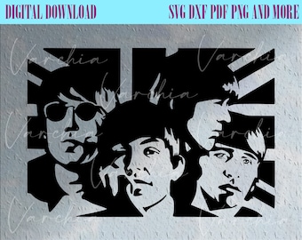 The Beatles svg, Flag svg, Música, Retro, 70s, 80s, Road Silhouette, Camiseta, Svg, Cricut, Silhouette Cut File