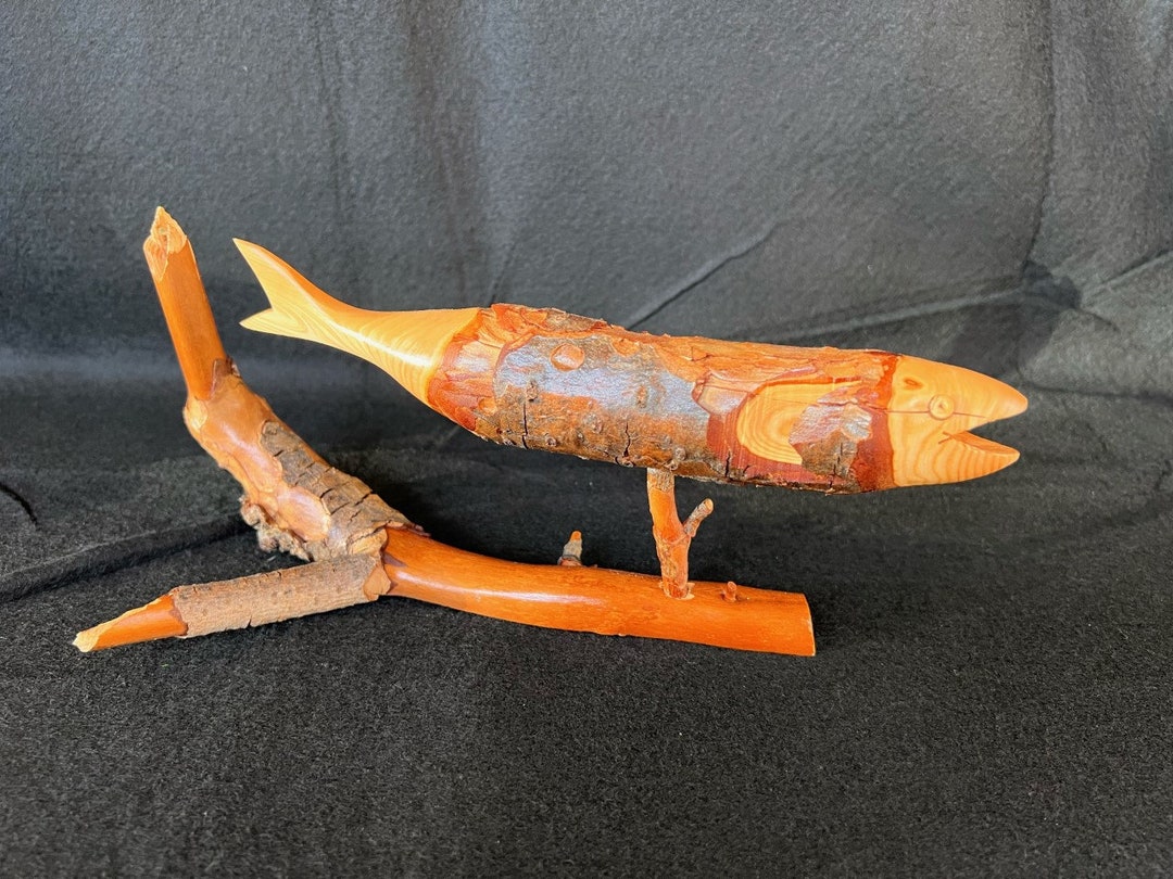 Hand Carved Wooden Fish Etsy
