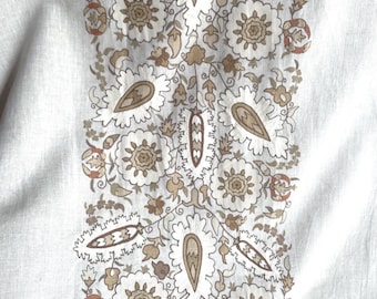 Schumacher Anatolia Embroidery Linen Fabric | Botanical Motifs Upholstery (3.5 Yards)